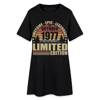 48e Anniversaire Rétro Octobre 1977 - October 1977 - Robe T-shirt Femme - noir - Devant