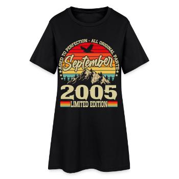 Septembre 2005 Vintage Vintage Rétro Anniversaire - Robe T-shirt Femme - noir - Devant