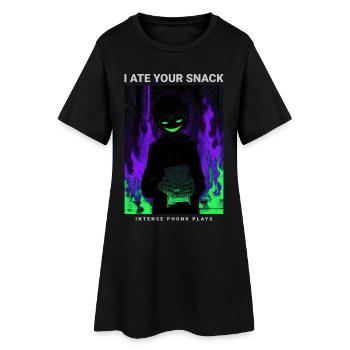 Vaporwave Phonk Anime Horror Snack Creepy Grin - Women’s T-Shirt Dress - black - Front