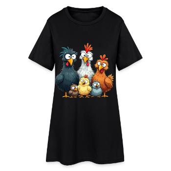 Conception de comédie de groupe de poulets colorés - Robe T-shirt Femme - noir - Devant