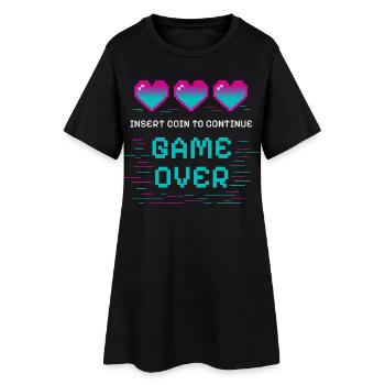 Retro Pixel Heart with gaming motif - Women’s T-Shirt Dress - black - Front