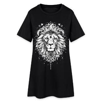 Portrait de lion détaillé en forme de mandala - Robe T-shirt Femme - noir - Devant