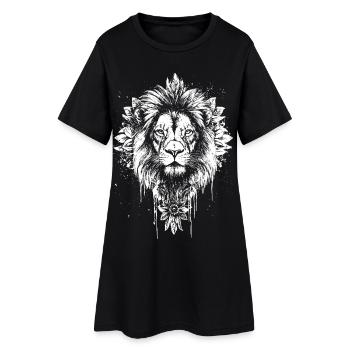 Lion Face Lion Head Mandala - Women’s T-Shirt Dress - black - Front