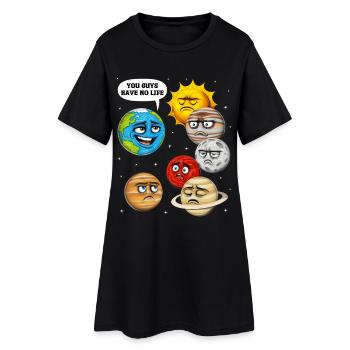 Espace Planètes Astronomie - Robe T-shirt Femme - noir - Devant