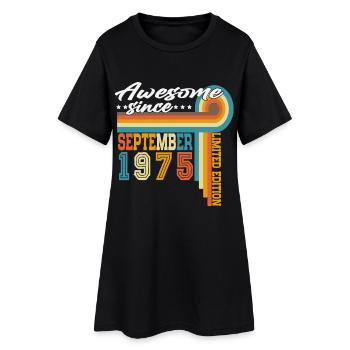 Anniversaire rétro vintage de septembre 1975 - Robe T-shirt Femme - noir - Devant