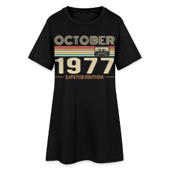 Anniversaire octobre 1977 - Birthday october 1977 - Robe T-shirt Femme - noir - Devant