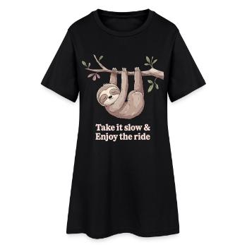 Prends ton temps et profite du voyage, paresseux - Robe T-shirt Femme - noir - Devant