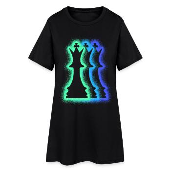 Chess pieces chess players silhouettes chess - Women’s T-Shirt Dress - black - Front