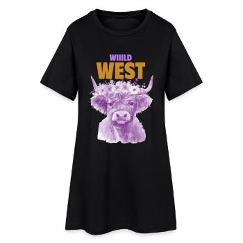 WILD WEST COW VIOLET - Women’s T-Shirt Dress - black - Front