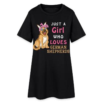 Une fille aime le berger allemand - Robe T-shirt Femme - noir - Devant