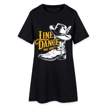 Linedance Spruch mit Cowboyhut und Stiefel - Frauen T-Shirt-Kleid - Schwarz - Vorne