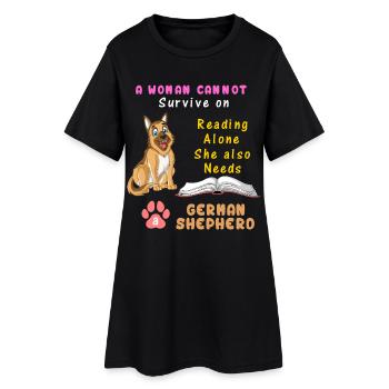 Amateur de livres Berger allemand - Robe T-shirt Femme - noir - Devant