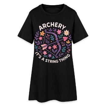 Bogenschießen Eine Sache Der Sehne Bogenschütze - Frauen T-Shirt-Kleid - Schwarz - Vorne