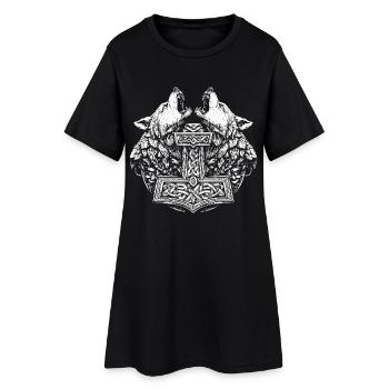 Loup nordique Marteau de Thor Symbole Viking - Robe T-shirt Femme - noir - Devant