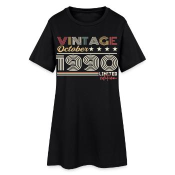 Octobre 1990 rétro anniversaire 1990 Octobre 1990  - Robe T-shirt Femme - noir - Devant