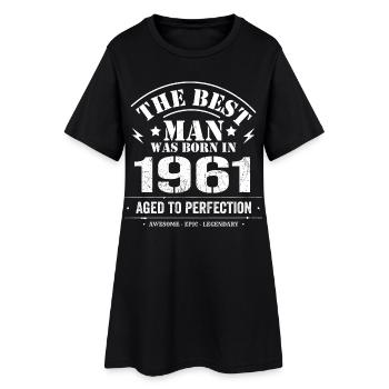 Geboren im 1961 Geburtstag 1961 - 64 Jahre Retro - Frauen T-Shirt-Kleid - Schwarz - Vorne