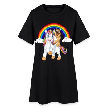 Berger Allemand Sur Licorne - Robe T-shirt Femme - noir - Devant