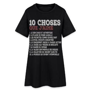 10 choses que j’aime musique rétro vinyles - Robe T-shirt Femme - noir - Devant