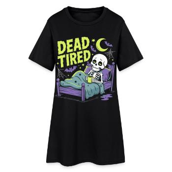 Grognements matinaux, grasse matinée, fatigué, repos - Robe T-shirt Femme - noir - Devant