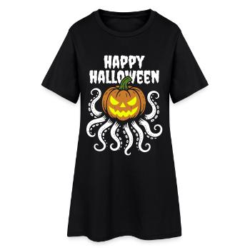 Happy Halloween - Octopus Pumpkin with Tentacles - Women’s T-Shirt Dress - black - Front