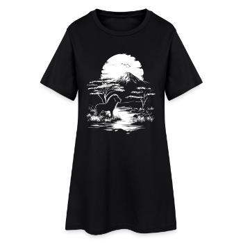 Silhouette de lion Afrique Nature Forêt Montagnes - Robe T-shirt Femme - noir - Devant