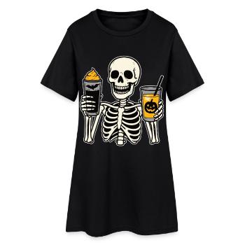 Boissons squelette d’Halloween - Robe T-shirt Femme - noir - Devant