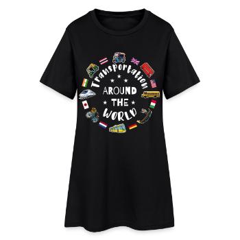 Means of transport around the world - Women’s T-Shirt Dress - black - Front