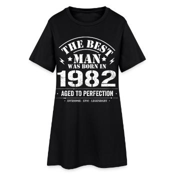 Né(e) en 1982 Date de naissance 1982 - 43 ans Rétro - Robe T-shirt Femme - noir - Devant