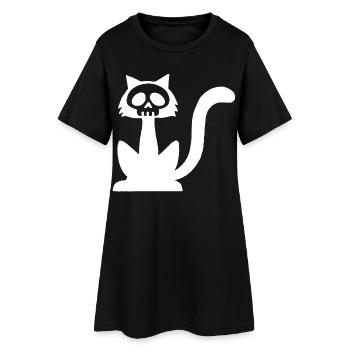 Crâne de chat blanc - Robe T-shirt Femme - noir - Devant