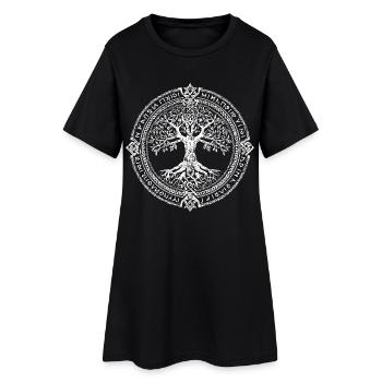 Arbre de Vie Symbole Runes Vikings - Robe T-shirt Femme - noir - Devant
