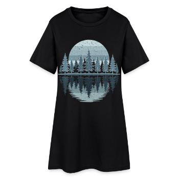 Bäume, Wald, Natur, Wildnis, Outdoor, Sunset - Frauen T-Shirt-Kleid - Schwarz - Vorne