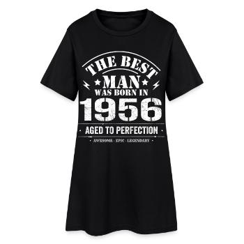 Né(e) en 1956 Anniversaire 1956 - 69 ans Rétro - Robe T-shirt Femme - noir - Devant