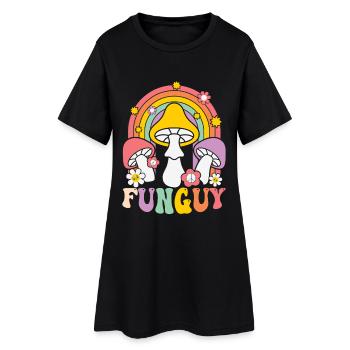 Design de champignon funky avec arc-en-ciel - Robe T-shirt Femme - noir - Devant
