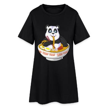 Panda Chef with Noodle Bowl Design - Women’s T-Shirt Dress - black - Front