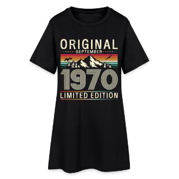 55th birthday Original September 1970 - Women’s T-Shirt Dress - black - Front