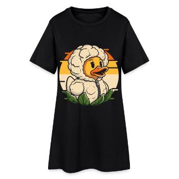 Tête de canard câline au chou-fleur - Robe T-shirt Femme - noir - Devant