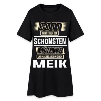 Meik le plus bel homme façonné par Dieu Design - Robe T-shirt Femme - noir - Devant
