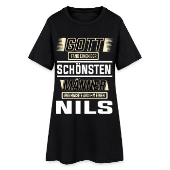 Nils, le plus bel homme, façonné par Dieu Design - Robe T-shirt Femme - noir - Devant