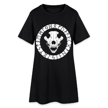 Crâne de loup viking blanc - Robe T-shirt Femme - noir - Devant