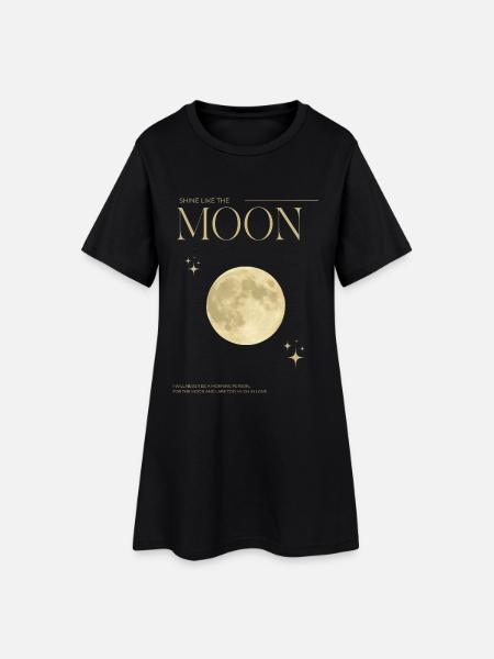 Motif de lune lumineuse avec des étoiles - Robe T-shirt Femme - noir