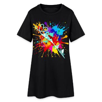 Skifahren  - Frauen T-Shirt-Kleid - Schwarz - Vorne