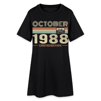 Anniversaire octobre 1988 - Birthday october 1988 - Robe T-shirt Femme - noir - Devant