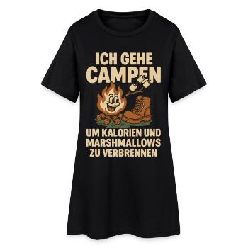 Je vais camper pour des calories et des guimauves - Robe T-shirt Femme - noir - Devant
