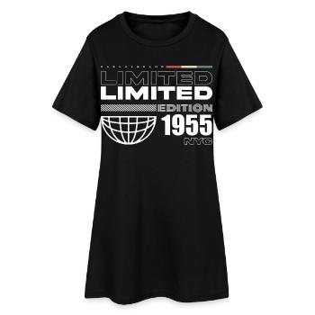 Né en 1955 Anniversaire 1955 - 70 ans Rétro - Robe T-shirt Femme - noir - Devant