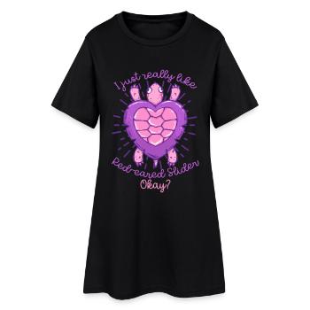 Tortue à oreilles rouges - Robe T-shirt Femme - noir - Devant