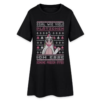 Weihnachtsgeschenk Einhorn Plätzchen Schuhe - Frauen T-Shirt-Kleid - Schwarz - Vorne