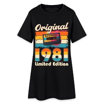 44th Birthday Cassette October Year 1981 - Women’s T-Shirt Dress - black - Front