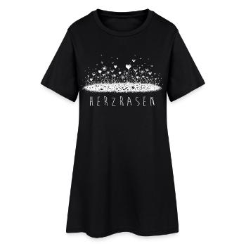 Course de cœur – Jeu de mots amusant avec des cœurs et de l'herbe - Robe T-shirt Femme - noir - Devant