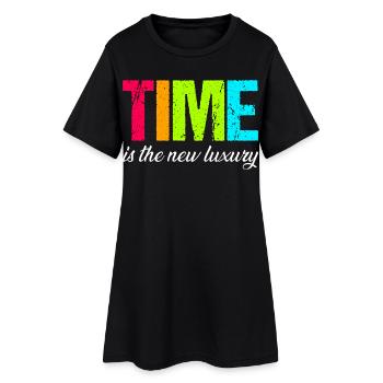 Time is the new luxury – Modern Statement - Frauen T-Shirt-Kleid - Schwarz - Vorne