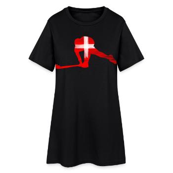 Hockey Schweiz - Frauen T-Shirt-Kleid - Schwarz - Vorne